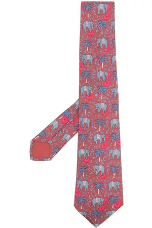 Hermès Corbata de seda con elefantes estampados 2000 pre-owned
