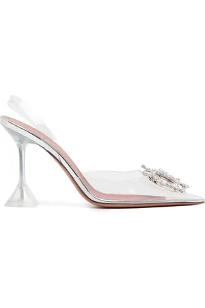 Amina Muaddi Zapatillas Begum transparentes con tacón de 95mm