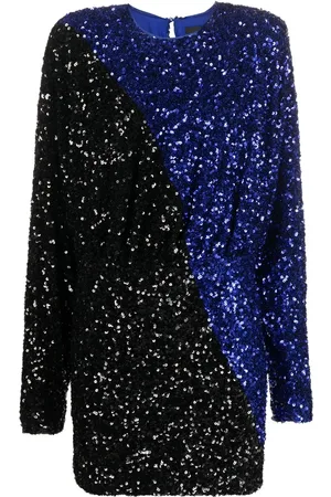 ROTATE Vestido corto bordado con lentejuela y diseño de dos tonos
