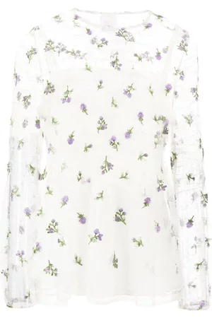 Anna Sui Blusa transparente con bordado floral