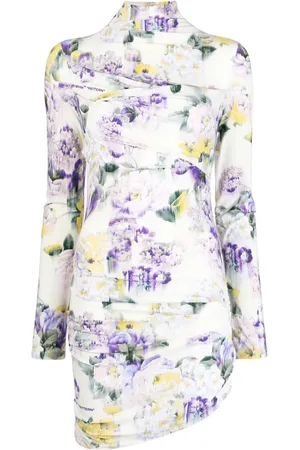 OFF-WHITE Vestido largo con diseño drapeado y estampado floral