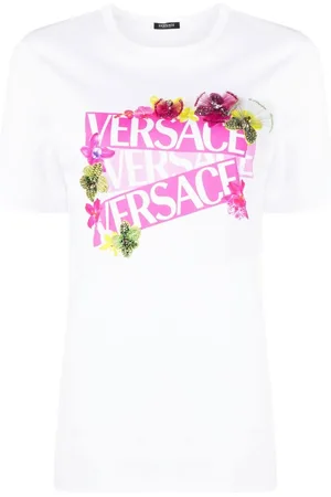 VERSACE Playera con estampado floral y logo