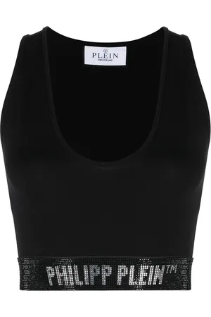 Philipp Plein Camiseta con logo y detalles de cristal