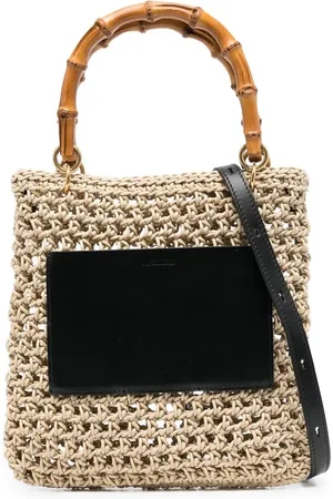 Jil Sander Tote entretejida con asa de bambú