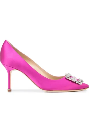Manolo Blahnik Zapatillas de seda con detalles de cristal