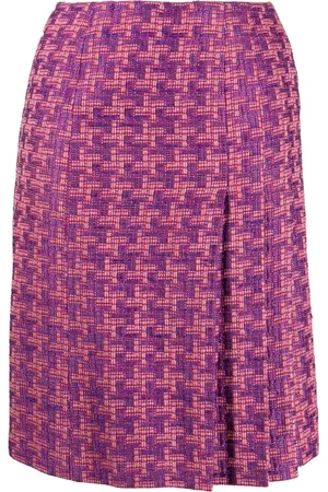 CHANEL Falda plisada con motivo pied de poule 2000