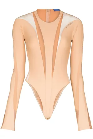 MUGLER Body manga larga transparente con paneles