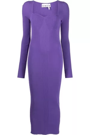 REMAIN Vestido tejido de canalé con escote corazón