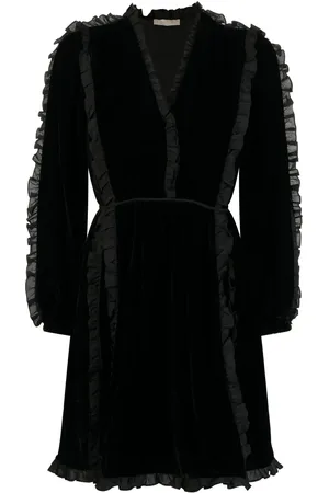 ULLA JOHNSON Vestido corto con ribete de volantes