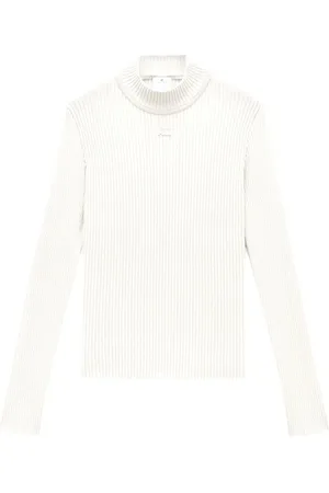 Courrèges Suéter tejido de canalé con cuello falso
