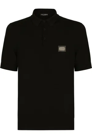Dolce & Gabbana Playera tipo polo de lana virgen con etiqueta del logo