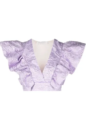 Serafini Top corto con motivos florales en jacquard