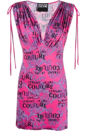 VERSACE Vestido corto con logo estampado