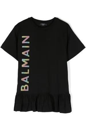 Balmain Vestido estilo playera con logo estampado
