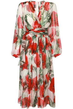 Dolce & Gabbana Vestido midi a capas con estampado floral