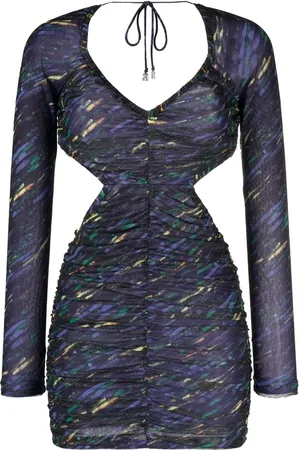 ROTATE Vestido corto con diseño fruncido y aberturas