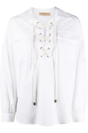 Twin-Set Blusa holgada con detalle de agujetas