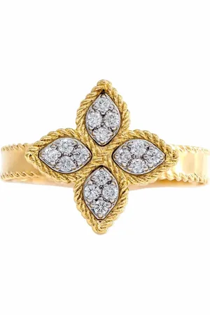 Roberto Coin Anillo Princess Flower en oro amarillo de 18kt con diamante