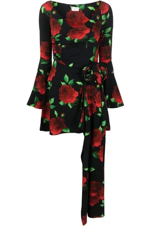 MAGDA BUTRYM Vestido corto acampanado con estampado de rosa