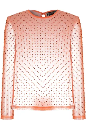 SIEDRES Blusa traslúcida con detalles de cristal