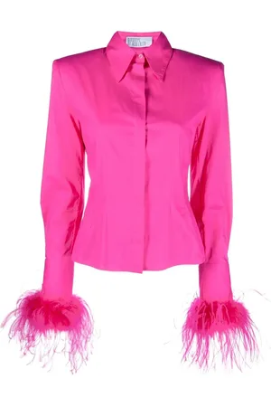 GIUSEPPE DI MORABITO Camisa de seda con ribete de plumas