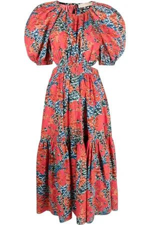 ULLA JOHNSON Vestido midi con estampado gráfico