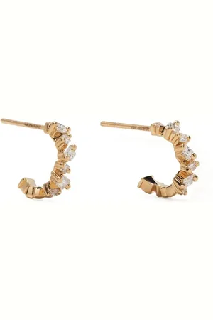 Suzanne Kalan Arracadas Princess Cut en oro amarillo de 18kt con diamantes