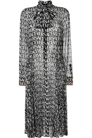 VERSACE Vestido midi con logo estampado