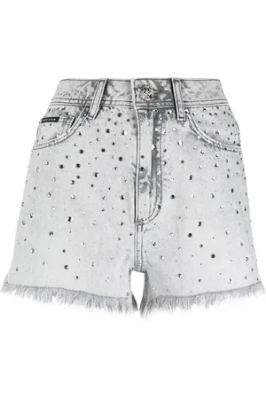 Philipp Plein Shorts de mezclilla con detalles de cristal