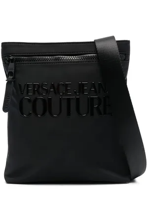 VERSACE Mochila tipo mensajero con logo estampado y cierre
