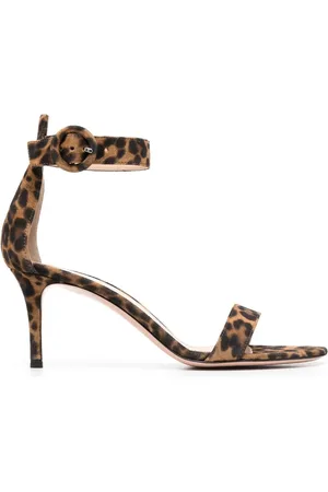 Gianvito Rossi Sandalias con estampado de eopardo y tacón de 70mm
