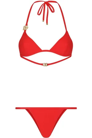 Dolce & Gabbana Bikini con cuello halter y placa del logo