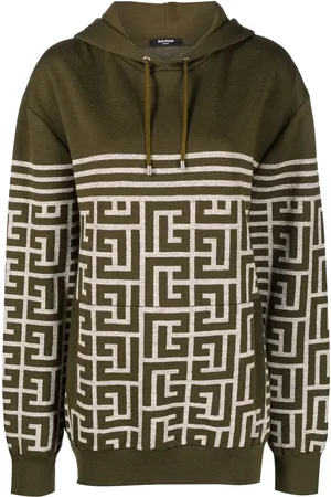 Balmain Hoodie con monograma y motivo de rayas