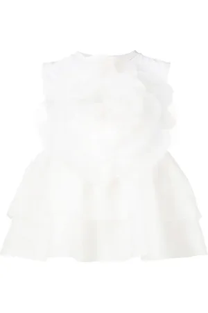 Cynthia Rowley Top con peplum y flores de organza