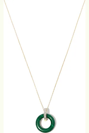Mateo Collar en oro amarillo de 14kt con malaquita