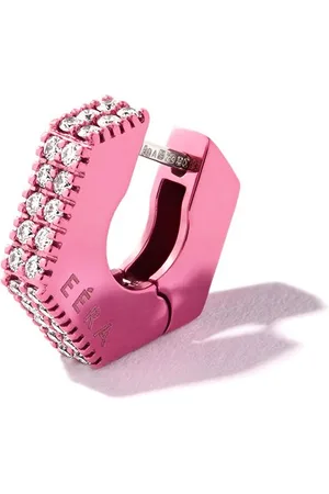Eera Aretes huggie en oro blanco de 18kt con diamantes