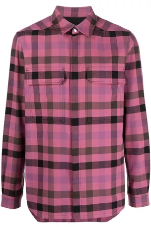 Rick Owens Camisa manga larga con cuadros estampados