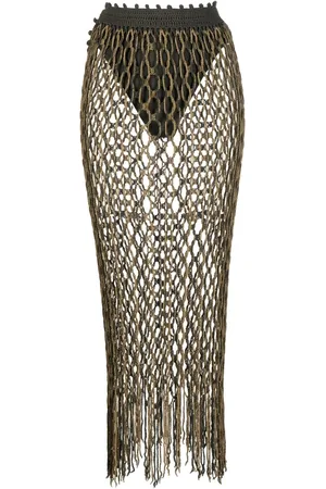 DION LEE Falda de crochet con diseño de dos tonos
