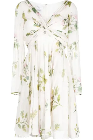 Giambattista Valli Vestido fruncido con estampado floral