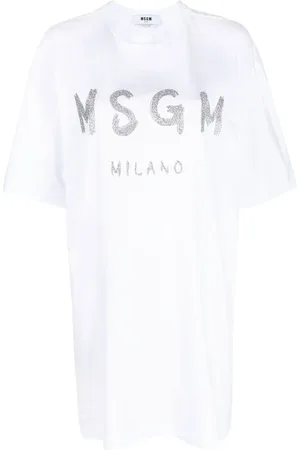 Msgm Vestido estilo playera con logo estampado