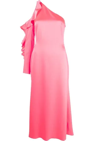 DAVID KOMA Vestido satinado con ribete de volantes