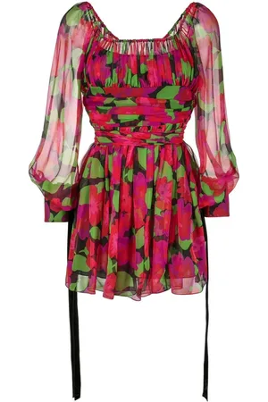 Saint Laurent Vestido corto con estampado floral