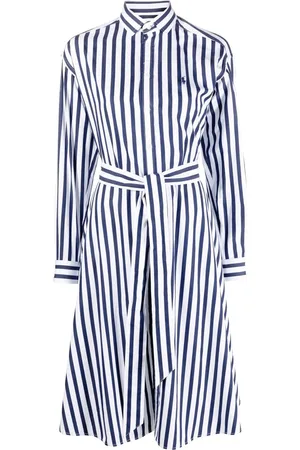 Ralph Lauren Vestido camisero manga larga con rayas estampadas