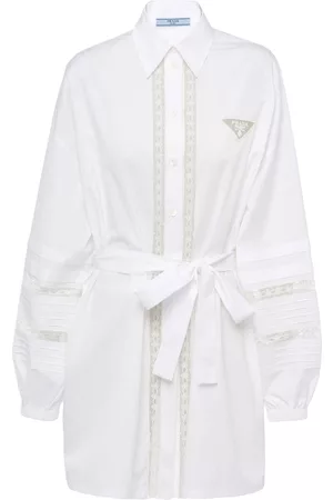Prada Vestido camisero con logo triangular