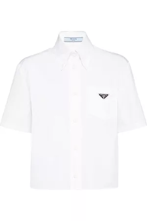 Prada Camisa de popelina con logo triangular