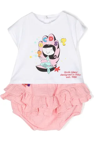 GCDS Vestido estilo playera con estampado gráfico