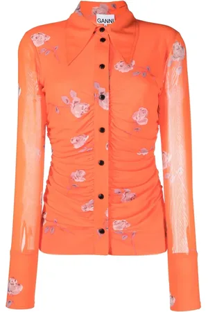 Ganni Camisa fruncida con estampado floral
