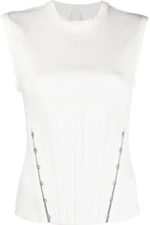 DION LEE Top de tejido fino de canalé