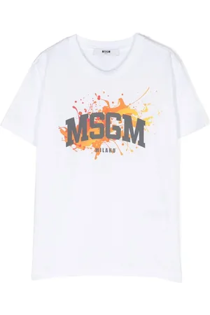 Msgm Playera con logo y salpicaduras de pintura estampadas