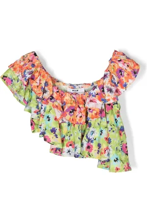 Msgm Top asimétrico con motivo floral